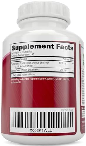 Cápsulas de Extracto de Cereza Ácida 1,000mg - 180 Cápsulas, Suministro para 3 Meses - Mezcla con Polvo de Cereza Ácida y Semilla de Apio - imagen 2