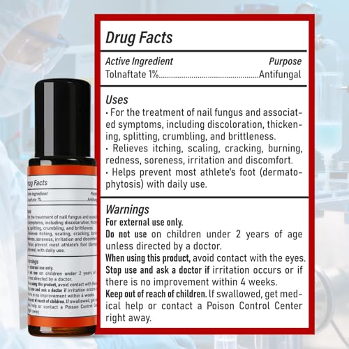 Tratamiento para Hongos en Uñas de Pies Extra Fuerte, 1% Tolnaftato, Antifúngico para Uñas Dañadas, 0.51 fl oz (Paquete de 1) - imagen 7