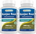 Best Naturals Paquete de 2 Konjac Glucomannan Raíz 2000 mg por Porción - 180 Cápsulas Vegetarianas - imagen 1