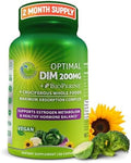Suplemento Optimal DIM 200mg para Hombres y Mujeres - Hecho con Alimentos Orgánicos - Apoyo al Equilibrio de Estrógenos y Hormonas - Cápsulas de - imagen 1