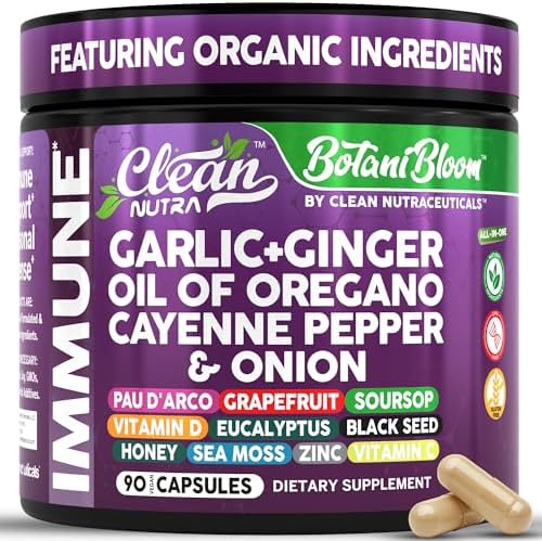 Clean Nutra Aceite de Ajo, Jengibre, Orégano, Pimienta de Cayena, Toronja, Soursop, Comino Negro, Musgo Marino, Pimienta Negra, Vitamina C y Zinc - - imagen 1