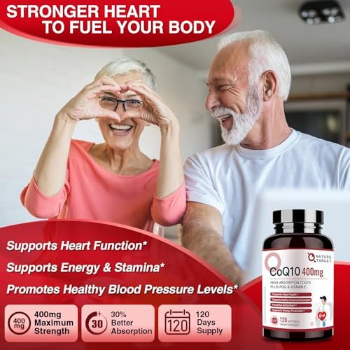 NATURE TARGET CoQ10-400mg Plus PQQ con Vitamina E y Aceite de Oliva Orgánico - Antioxidante de Alta Absorción para la Salud del Corazón y Producción - imagen 3