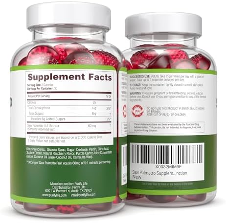 Gomitas de Saw Palmetto Purify Life para Hombres y Mujeres - Suplemento de Extracto para Crecimiento Capilar, Balance Hormonal y Salud Prostática - - imagen 4