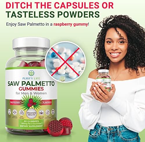 Gomitas de Saw Palmetto Purify Life para Hombres y Mujeres - Suplemento de Extracto para Crecimiento Capilar, Balance Hormonal y Salud Prostática - - imagen 6