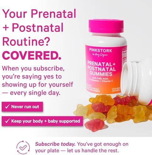 Vitaminas Gummy Pink Stork para Fertilidad, Prenatal y Postnatal – Soporte Completo para la Maternidad – Multivitamínico con Ácido Fólico, Vitaminas - imagen 4