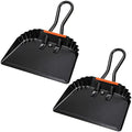 TOPZEA Paquete de 2 Recogedores de Metal Negro, 12 Pulgadas, Resistente con Mango para Uso en Interiores, Exteriores, Chimeneas, Industrial y - imagen 1