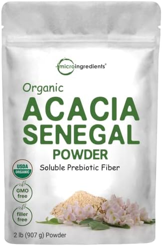 Micro Ingredients Polvo de Fibra de Acacia Senegal Orgánica, 2 lb | Fibra Instantánea Soluble | Prebiótico Vegetal para la Salud Digestiva | Sin OGM, - imagen 1