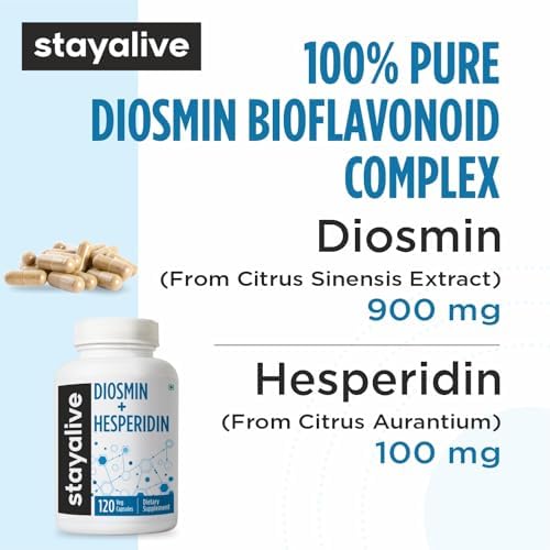 Suplemento de Diosmina y Hesperidina STAY ALIVE 1000mg, 120 Cápsulas, Extracto de Frutas Ricas en Bioflavonoides, 100% Vegetariano, No GMO y Sin - imagen 3
