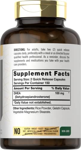 Suplemento Carlyle DHEA 100mg | 300 Cápsulas | Para Hombres y Mujeres | Sin OGM y Libre de Gluten - imagen 2