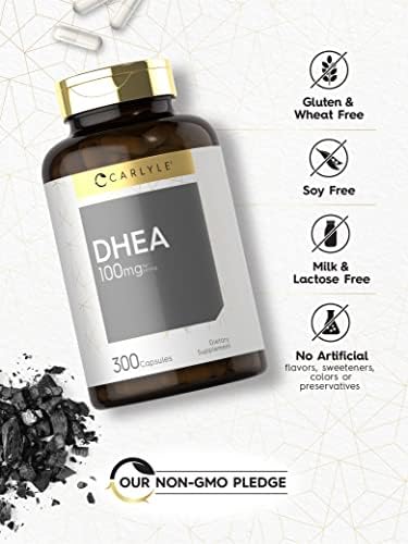 Suplemento Carlyle DHEA 100mg | 300 Cápsulas | Para Hombres y Mujeres | Sin OGM y Libre de Gluten - imagen 4