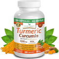 Suplemento de Cúrcuma y Curcumina 2600mg | Polvo de Cúrcuma Orgánica - 95% Curcuminoides, 200 Cápsulas - Fuerza Extra para Soporte Articular con - imagen 1