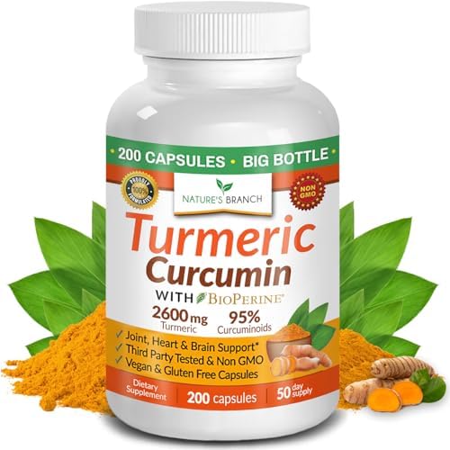 Suplemento de Cúrcuma y Curcumina 2600mg | Polvo de Cúrcuma Orgánica - 95% Curcuminoides, 200 Cápsulas - Fuerza Extra para Soporte Articular con - imagen 1