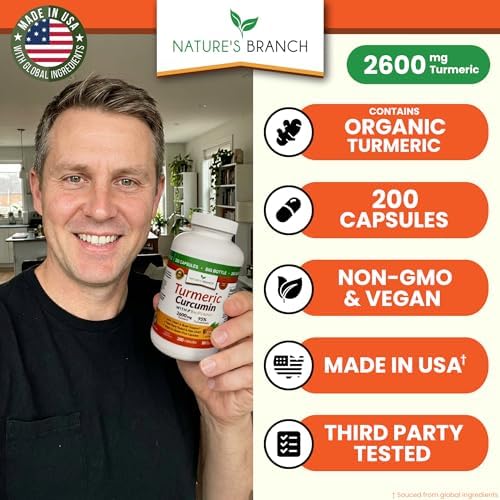 Suplemento de Cúrcuma y Curcumina 2600mg | Polvo de Cúrcuma Orgánica - 95% Curcuminoides, 200 Cápsulas - Fuerza Extra para Soporte Articular con - imagen 2