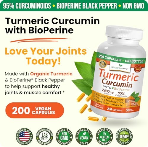 Suplemento de Cúrcuma y Curcumina 2600mg | Polvo de Cúrcuma Orgánica - 95% Curcuminoides, 200 Cápsulas - Fuerza Extra para Soporte Articular con - imagen 5