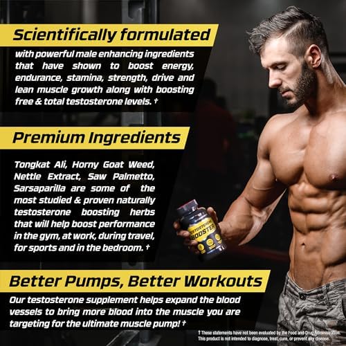 Suplemento Aumentador de Testosterona para Hombres - Mejora Muscular, Energía y Resistencia - 2 Paquetes de Pastillas para Entrenamiento y Bienestar - imagen 3