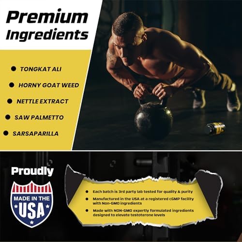 Suplemento Aumentador de Testosterona para Hombres - Mejora Muscular, Energía y Resistencia - 2 Paquetes de Pastillas para Entrenamiento y Bienestar - imagen 5