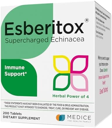 ESBERITOX Echinacea Supercargada – 200 Tabletas – Suplemento Herbal para el Sistema Inmunológico con Raíz de Indigo Silvestre y Equinácea – Hecho en - imagen 1