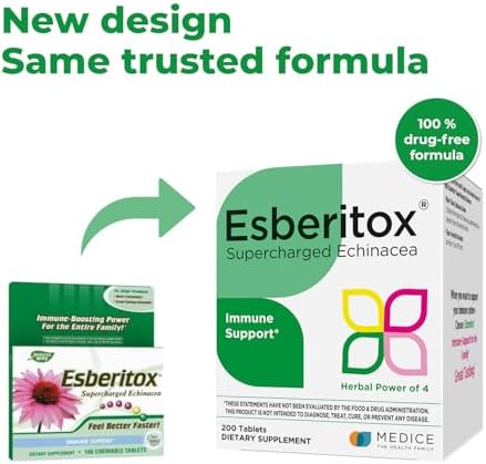 ESBERITOX Echinacea Supercargada – 200 Tabletas – Suplemento Herbal para el Sistema Inmunológico con Raíz de Indigo Silvestre y Equinácea – Hecho en - imagen 2