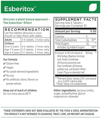 ESBERITOX Echinacea Supercargada – 200 Tabletas – Suplemento Herbal para el Sistema Inmunológico con Raíz de Indigo Silvestre y Equinácea – Hecho en - imagen 6