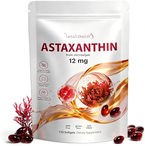 Suplemento de Astaxantina Letollhold 12mg, 150 Cápsulas Blandas - Suministro para 5 Meses, No GMO, Sin Gluten, Fácil de Tragar, Proveniente de - imagen 1