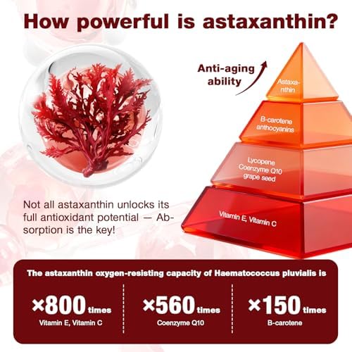 Suplemento de Astaxantina Letollhold 12mg, 150 Cápsulas Blandas - Suministro para 5 Meses, No GMO, Sin Gluten, Fácil de Tragar, Proveniente de - imagen 5