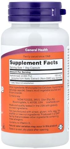 NOW Foods Nattokinasa 100 mg 120 Cápsulas Veganas - imagen 2