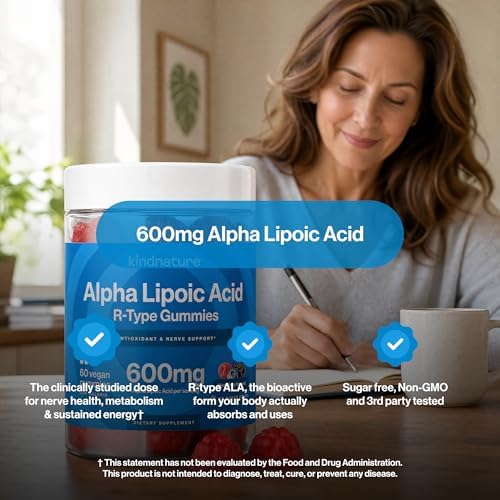 Gomitas de Ácido Alfa Lipoico Kindnature 600mg – Suplementos para Neuropatía – ALA para Confort Nervioso y Soporte Antioxidante – Sin Azúcar, - imagen 3