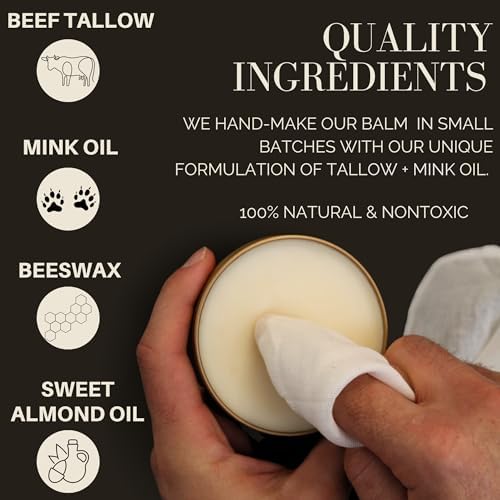 Bálsamo Natural para Cuero - Con Aceite de Visón, Sebo y Cera de Abeja, Protege, Suaviza y Restaura Calzado, Bolsas y Muebles (4 Oz) - imagen 3