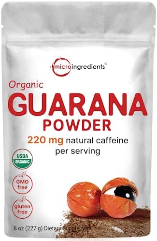 Polvo de Guaraná Orgánico Micro Ingredients 1,000mg por Porción, 8 Onzas | Energizante Natural de 220mg de Cafeína, Extracto Herbal Brasileño, - imagen 1