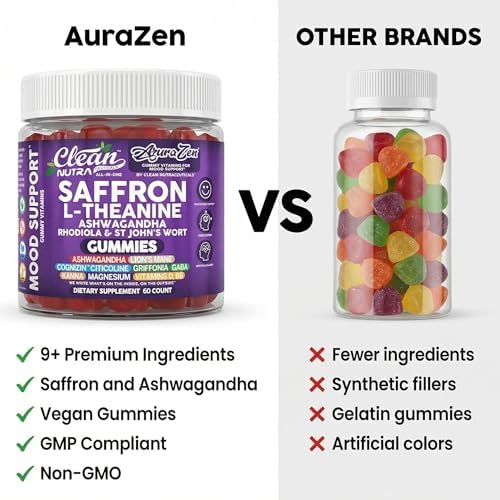 Gomitas AuraZen para el Ánimo con Azafrán, L-Teanina, Ashwagandha, Rhodiola, Hierba de San Juan, Melena de León, GABA, Vitamina D y Magnesio | - imagen 7
