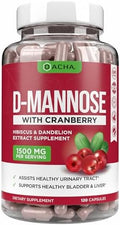 Cápsulas de D-Mannose Natural 4 en 1 - 120 CAPS, 1500 MG de Arándano, Diente de León y Extracto de Flor de Hibisco para la Salud de la Vejiga y - imagen 1