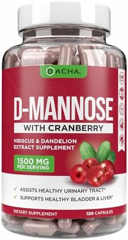 Cápsulas de D-Mannose Natural 4 en 1 - 120 CAPS, 1500 MG de Arándano, Diente de León y Extracto de Flor de Hibisco para la Salud de la Vejiga y - imagen 1