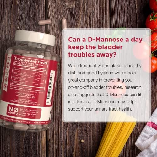 Cápsulas de D-Mannose Natural 4 en 1 - 120 CAPS, 1500 MG de Arándano, Diente de León y Extracto de Flor de Hibisco para la Salud de la Vejiga y - imagen 3