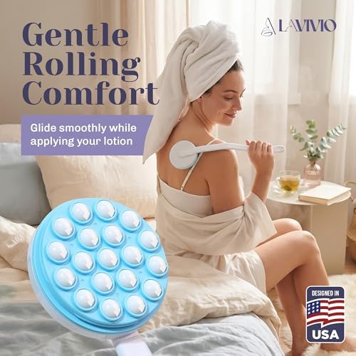 Aplicador de Loción Lavivio para Espalda - Aplicador de Loción para Mujeres y Hombres - 19 Rodillos Masajeadores para Alivio - Mango Largo, Fácil de - imagen 5