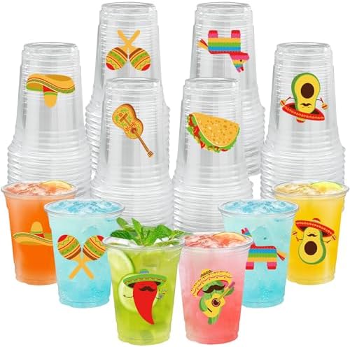 50 Piezas de Vasos Plásticos Fiesta Mexicana 16 oz, Vasos Desechables para Cumpleaños y Cinco de Mayo, Suministros para Fiestas - imagen 1