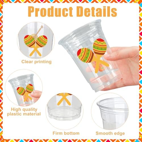 50 Piezas de Vasos Plásticos Fiesta Mexicana 16 oz, Vasos Desechables para Cumpleaños y Cinco de Mayo, Suministros para Fiestas - imagen 3