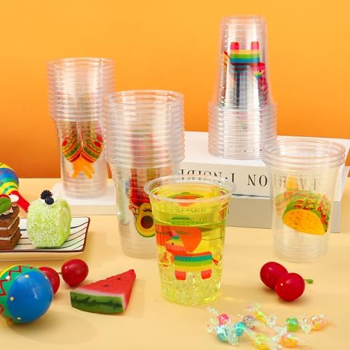50 Piezas de Vasos Plásticos Fiesta Mexicana 16 oz, Vasos Desechables para Cumpleaños y Cinco de Mayo, Suministros para Fiestas - imagen 5