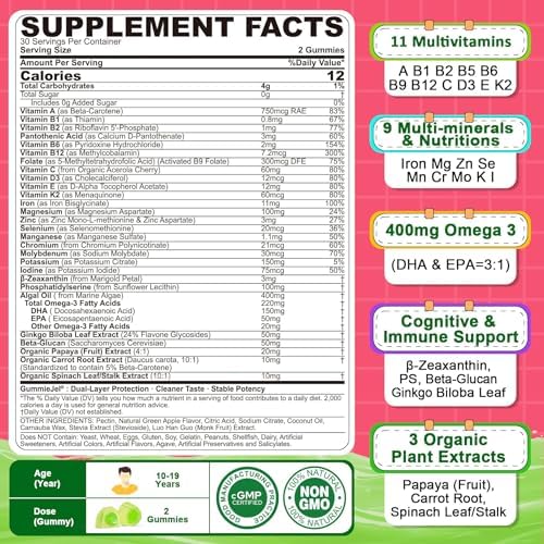 Gomitas Multivitamínicas Nextdia con Hierro para Adolescentes de 12 a 19 Años, Omega 3, Magnesio y Zinc, Salud Cerebral, Ósea y Energía - imagen 2