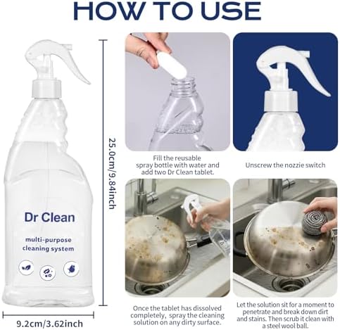 Limpiador en Spray Dr Clean Actualizado para Hornos, Tabletas de Limpieza Concentradas, Disolución Instantánea, Spray Quitamanchas, Limpiador - imagen 7
