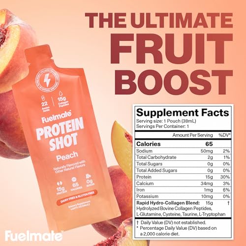 FUELMATE Shots de Colágeno Líquido de Fresa y Plátano - 15g de Proteína + 22 Aminoácidos - Colágeno Hidrolizado para Piel, Cabello y Articulaciones - - imagen 2