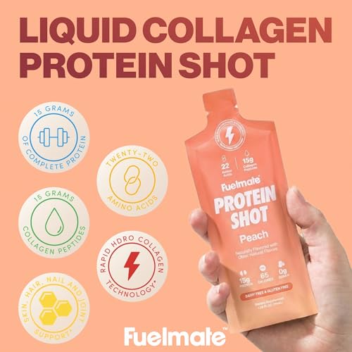 FUELMATE Shots de Colágeno Líquido de Fresa y Plátano - 15g de Proteína + 22 Aminoácidos - Colágeno Hidrolizado para Piel, Cabello y Articulaciones - - imagen 3