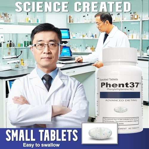 Phent37 (1 Botella - 60 Tabletas Moteadas) - Suplemento Nutracéutico de Feniletilamina HCL, Tabletas Pequeñas Blancas y Azules, Aumenta el - imagen 3