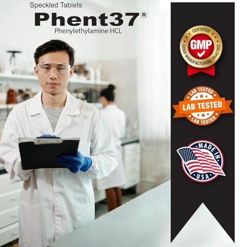 Phent37 (1 Botella - 60 Tabletas Moteadas) - Suplemento Nutracéutico de Feniletilamina HCL, Tabletas Pequeñas Blancas y Azules, Aumenta el - imagen 6