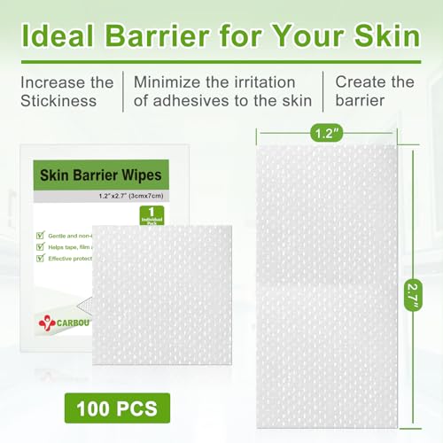 Toallitas Barrier Skin Carbou - 100 Piezas para Preparación de Piel - Toallitas Adhesivas para Crear Barrera entre la Piel y Accesorios, Protectores - imagen 2