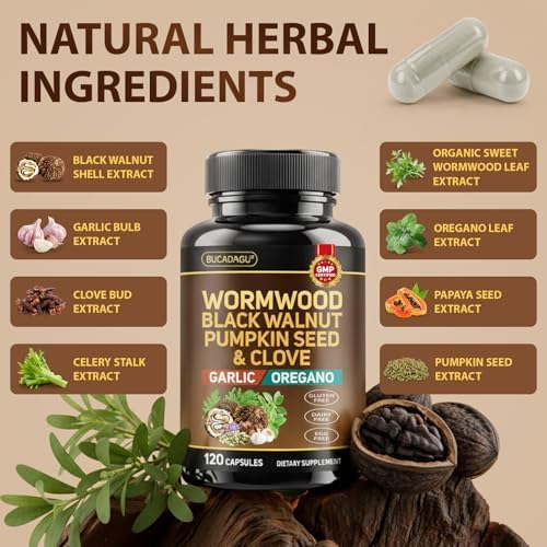 Limpieza de Ajenjo, Nogal Negro y Clavo para Humanos - Suplemento Natural para la Salud Digestiva con Semilla de Calabaza, Ajo, Orégano, Neem, - imagen 3