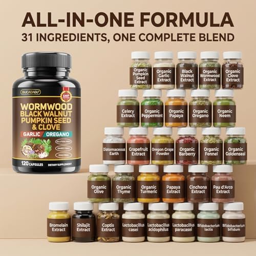 Limpieza de Ajenjo, Nogal Negro y Clavo para Humanos - Suplemento Natural para la Salud Digestiva con Semilla de Calabaza, Ajo, Orégano, Neem, - imagen 4
