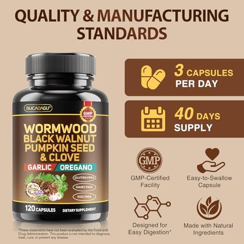 Limpieza de Ajenjo, Nogal Negro y Clavo para Humanos - Suplemento Natural para la Salud Digestiva con Semilla de Calabaza, Ajo, Orégano, Neem, - imagen 6
