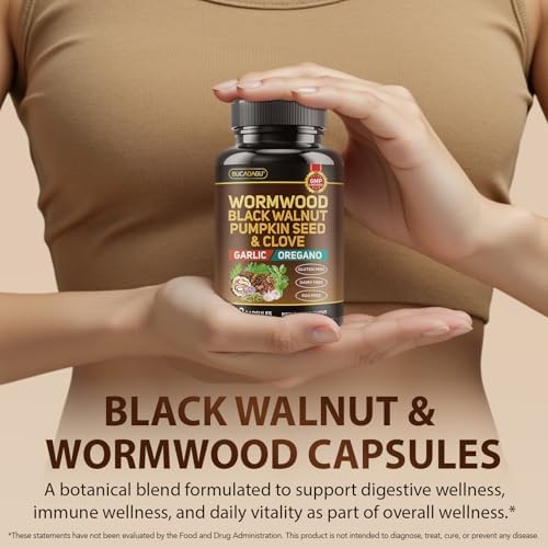 Limpieza de Ajenjo, Nogal Negro y Clavo para Humanos - Suplemento Natural para la Salud Digestiva con Semilla de Calabaza, Ajo, Orégano, Neem, - imagen 8