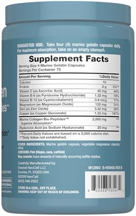 Cápsulas de Colágeno Marino NeoCell | 300 Píldoras | Con Ácido Hialurónico y Vitamina C | Bio-Péptidos de Alta Absorción para Mujeres y Hombres | - imagen 2
