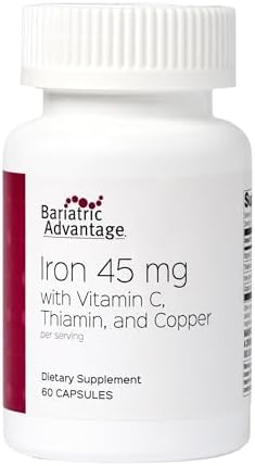 Bariatric Advantage Hierro 45 mg con Vitamina C, Tiamina y Cobre - Mayor Absorción y Utilización - Fácil Digestión para Pacientes Bariátricos - 60 - imagen 1